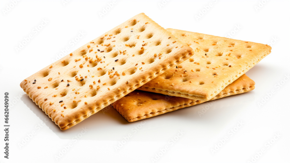A few crackers on a white background A few crackers on a white background