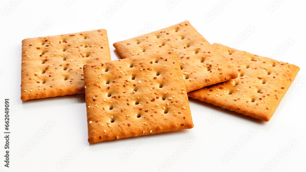 A few crackers on a white background A few crackers on a white background
