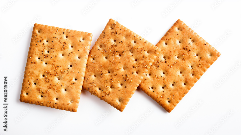 A few crackers on a white background A few crackers on a white background