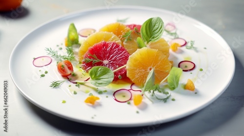 Refreshing citrus salad on a white plate.