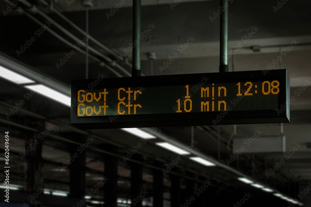 Arrival display board at commuter station, Boston, USA Arrival display board at commuter station, Boston, USA