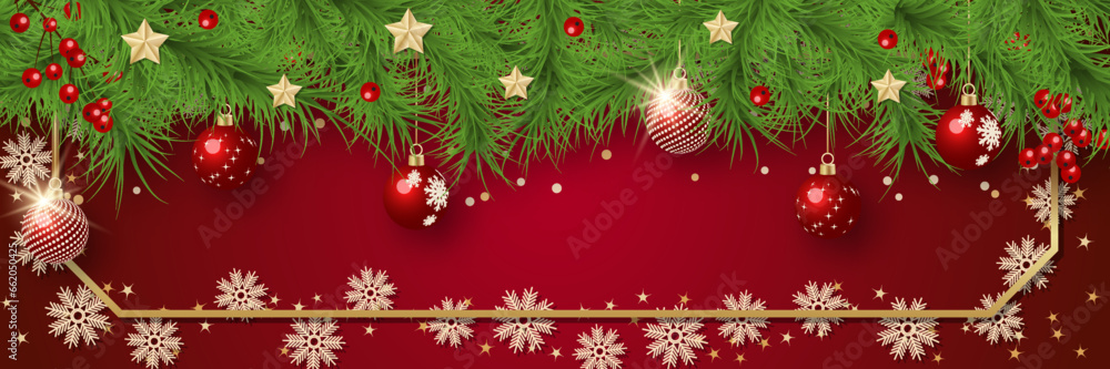 Christmas and New Year winter style vector background with stars, snowflakes and winter decor. Design template for banner, flyer, invitation card, poster, coupon, voucher