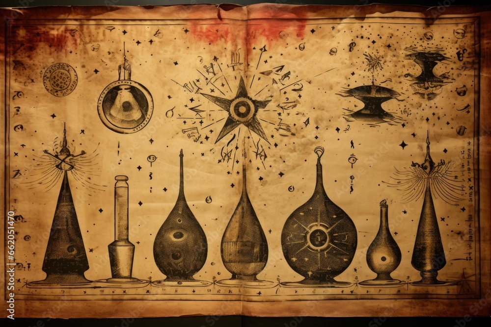 Symbols Of Alchemy And Magic On Ancient Scrolls Stock Illustration symbols-of-alchemy-and-magic-on-ancient-scrolls-stock-illustration