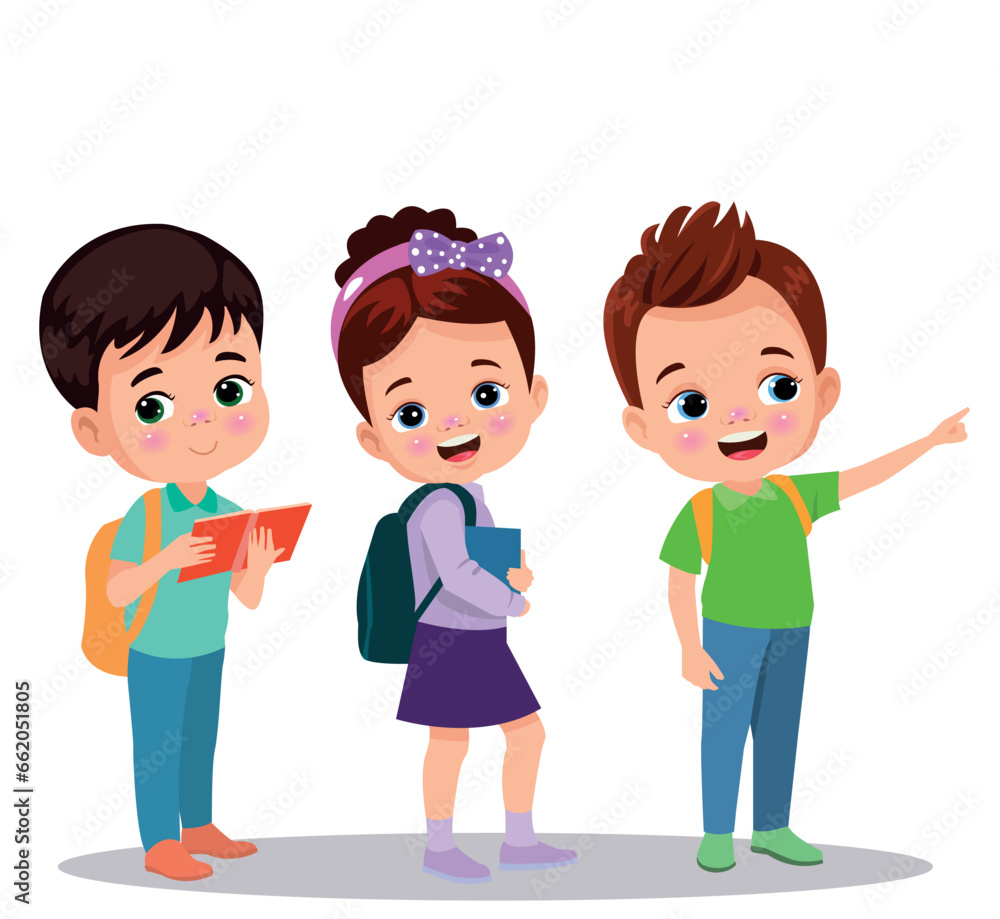 vector illustration of students in different postures