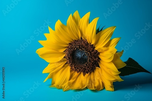 sunflower on blue background. Generative AI