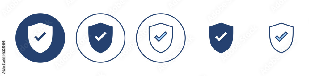 Shield check mark icon vector. Protection approve sign. Insurance icon
