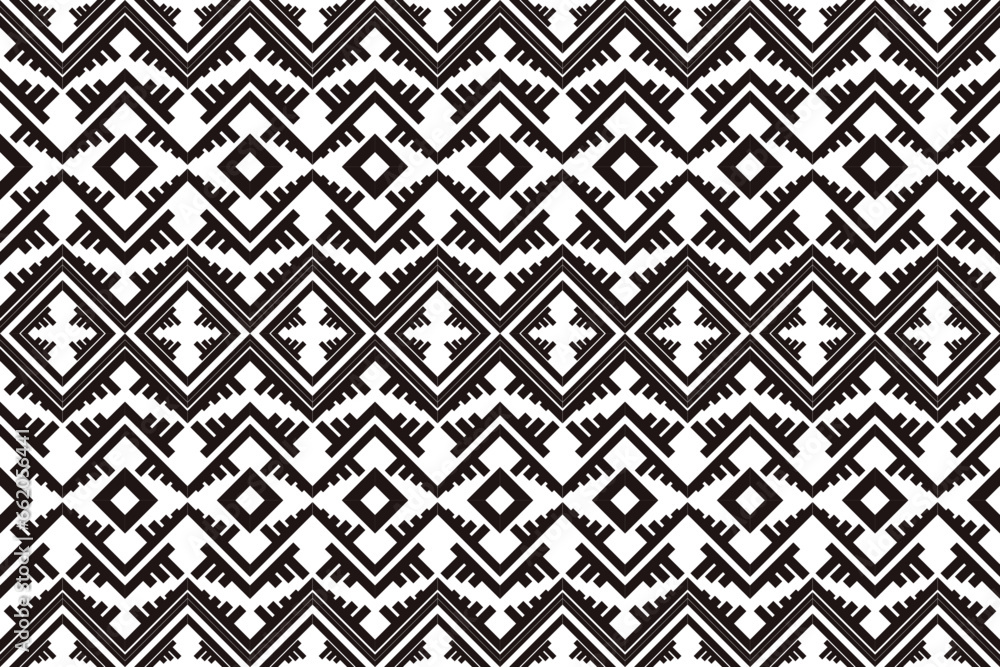 Geometric ethnic pattern fabric design classic black and white background. seamless pattern for carpet, culture bag, clothes, native textile, card