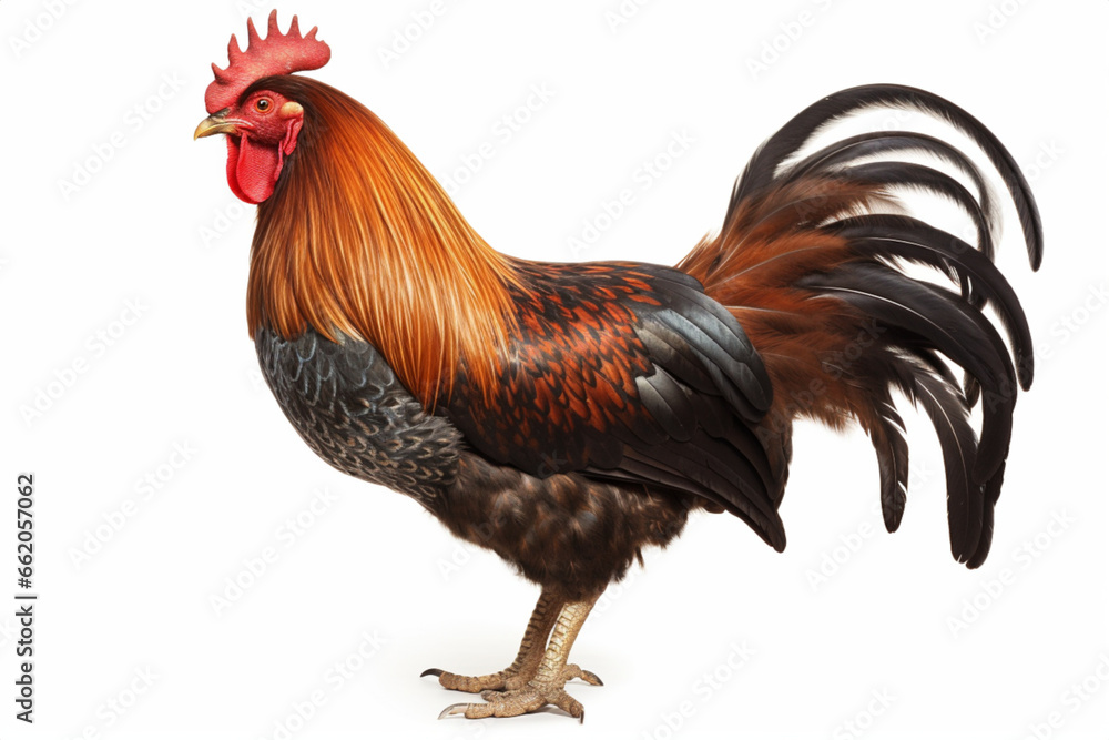 Jamaican rooster isolated on white background