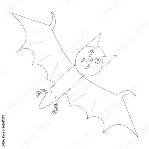 Children's coloring books: Oval elongated bat in brown color, Halloween