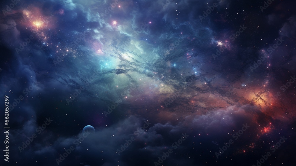 Generate a space-themed abstract background inspired by the cosmos and distant galaxies.