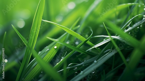 Grass blades close-up with a shallow depth of field.