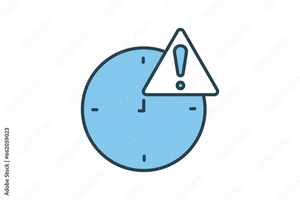 Warning icon. clock with exclamation mark. icon related to warning, notification. suitable for web site, app, user interfaces, printable etc. Flat line icon style. Simple vector design editable Warning icon. clock with exclamation mark. icon related to warning, notification. suitable for web site, app, user interfaces, printable etc. Flat line icon style. Simple vector design editable