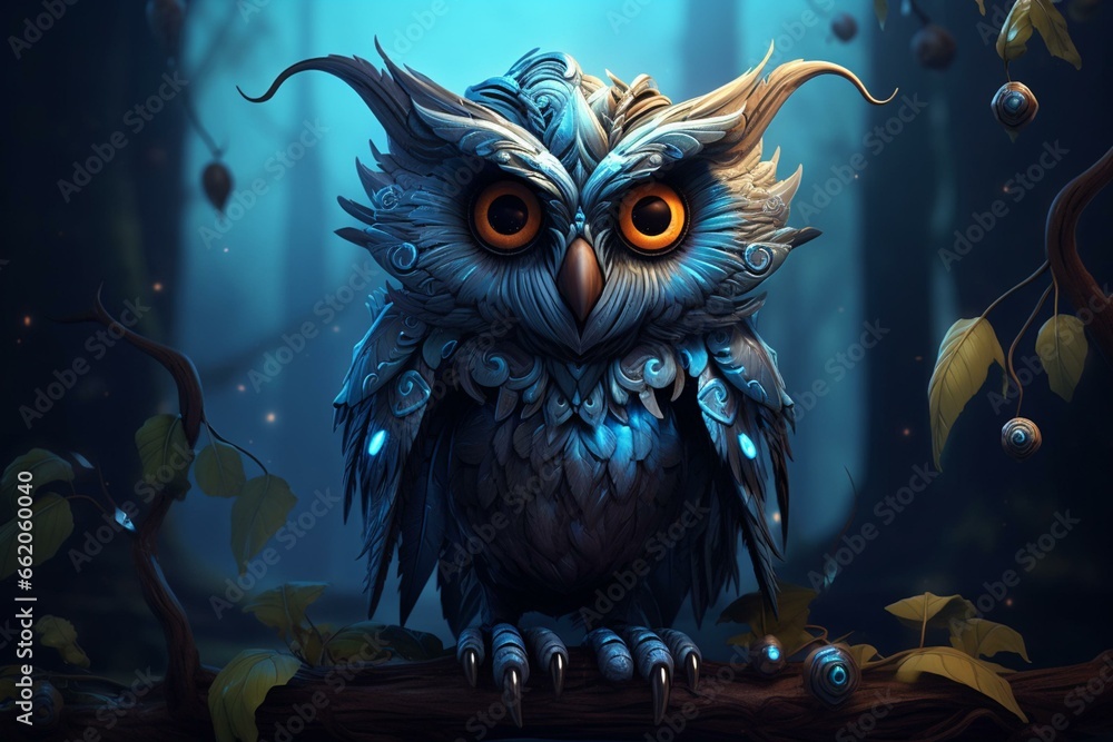 Charming and lovable mythical owl creature. Generative AI
