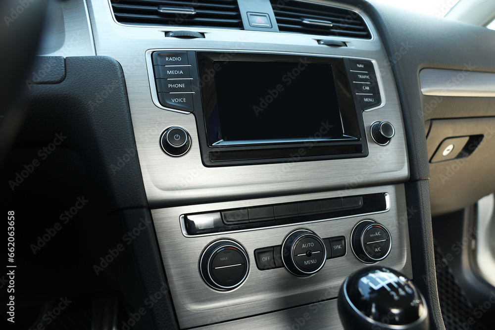 Fototapeta premium View of dashboard with vehicle audio in car