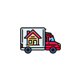 moving house vector icon. real estate icon filled line style. perfect use for logo, presentation, website, and more. modern icon design color line style