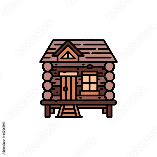 wood cabin vector icon. real estate icon filled line style. perfect use for logo, presentation, website, and more. modern icon design color line style