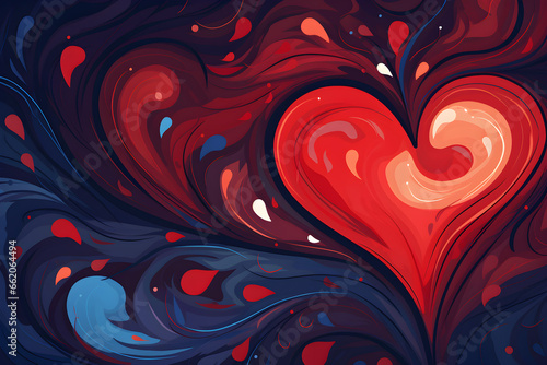 Red Heart Abstract, Celebrating Love on Valentine's Day