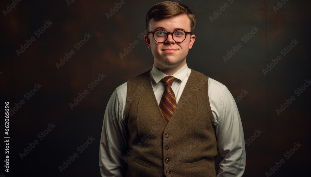Stylish Hipster Nerd: Portrait of a Handsome Young Caucasian Businessman with a Sense of Humor Stylish Hipster Nerd: Portrait of a Handsome Young Caucasian Businessman with a Sense of Humor