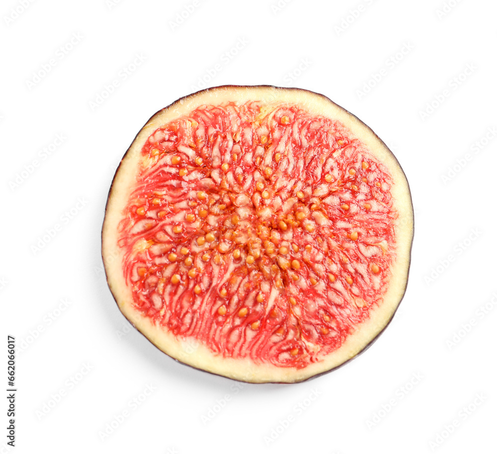 Half of fresh fig isolated on white, top view Half of fresh fig isolated on white, top view