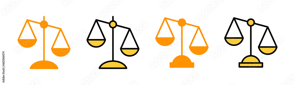 Scales icon set for web and mobile app. Law scale icon. Justice sign and symbol Scales icon set for web and mobile app. Law scale icon. Justice sign and symbol