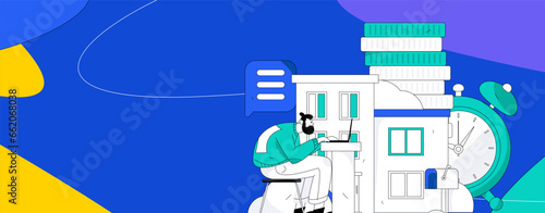 Home loan flat vector concept operation illustration
