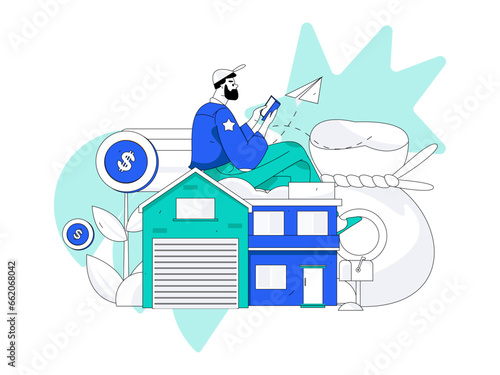 Home loan flat vector concept operation illustration
