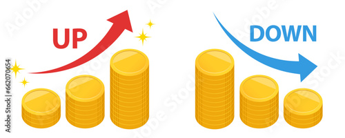 お金が増えるイメージ・減るイメージ_ベクターイラスト