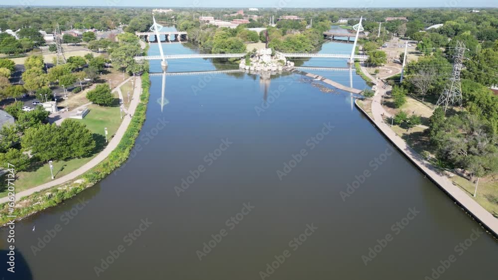 Sunny aerial view of The Keeper of the Plains Sunny aerial view of The Keeper of the Plains