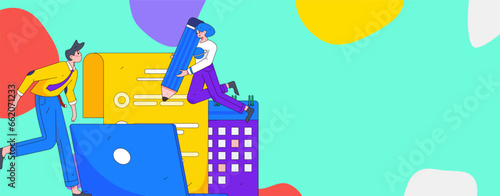 Person interviewing for job flat vector concept operation hand drawn illustration
