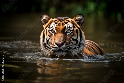 tiger swimming. Generative AI