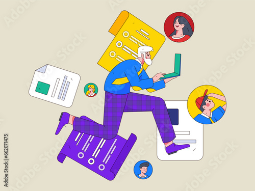 Person interviewing for job flat vector concept operation hand drawn illustration
