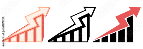 set growth graphs arrow going up icon. Business diagrams and charts design vector illustration
