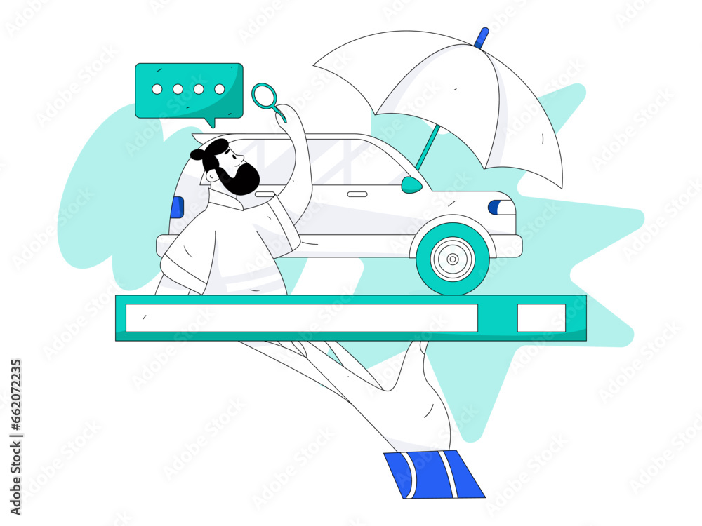 Buy insurance for car flat character vector concept operation illustration
