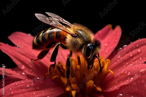 a bee on a flower. Generative AI © Xander