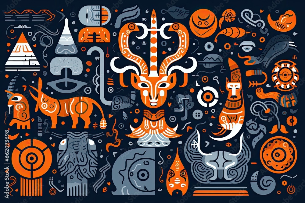 Obraz premium Abstract background with Symbols of Scandinavian mythology