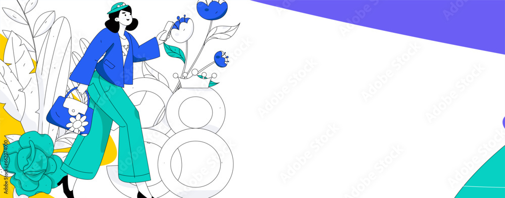 Fototapeta premium 3.12 International Women's Day professional women flat character vector concept operation hand drawn illustration 