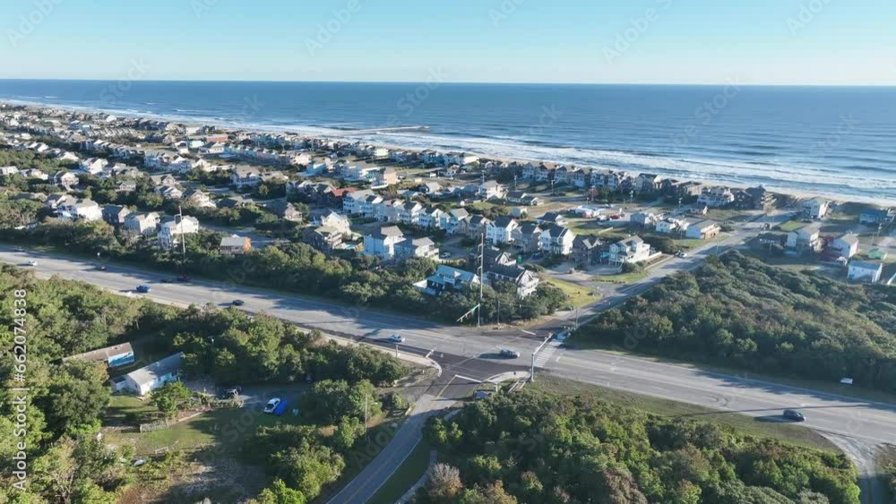 Flight overlooking vacation homes on Nags Head island. Flight overlooking vacation homes on Nags Head island.