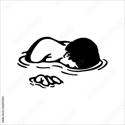 vector illustration of drowning man