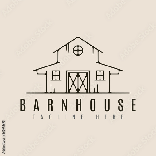 barn house line art logo vector illustration template design.