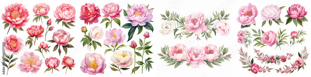 Fototapeta premium invitation painting postcard rose ornament watercolor wedding romantic greeting graphic