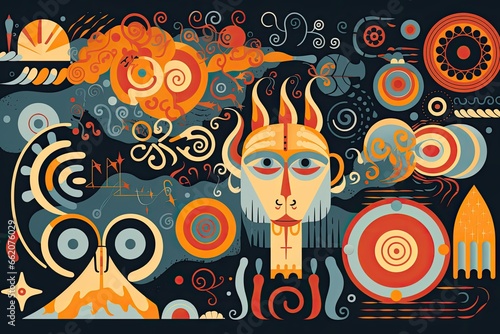 Abstract background with Symbols of Scandinavian mythology © PinkiePie