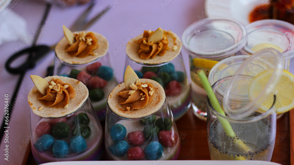 Food from flour is served in an attractive form. Food from flour is served in an attractive form.