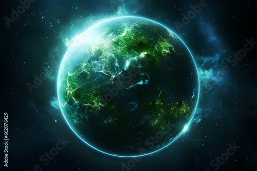 synthetic planet  a sci-fi image stimulating imagination. generative AI