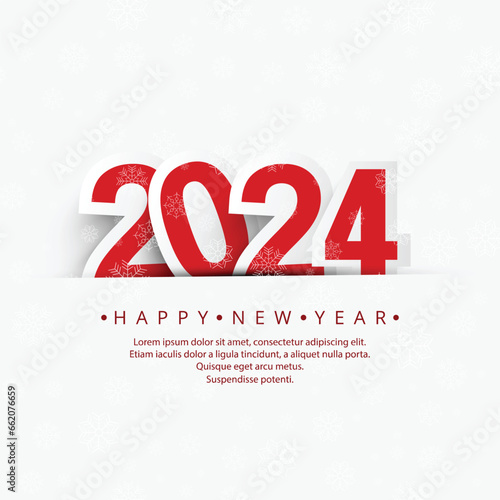 Happy new year 2024 card holiday with white background