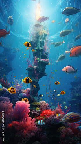 Exploring the Mystical and Surrealistic Wonders of the Enchanting Underwater World Teeming with Vibrant Marine Life