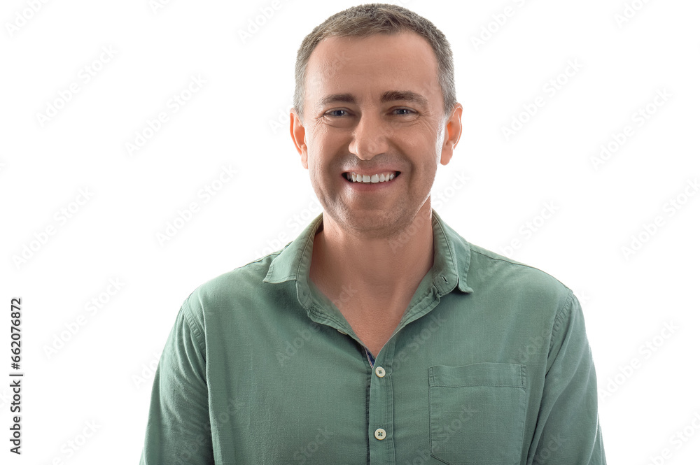 Portrait of happy mature man isolated on white background Portrait of happy mature man isolated on white background