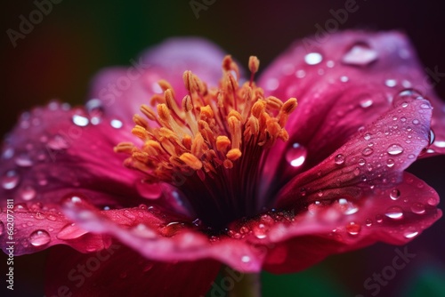 image of a beautiful flower and droplets of water. Generative AI
