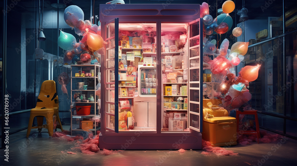 Delightful Vending Machine Dispensing a Wide Array of Tempting Gifts, Delicious Candy, and Mouthwatering Snacks to Satisfy Your Cravings and Sweet Tooth