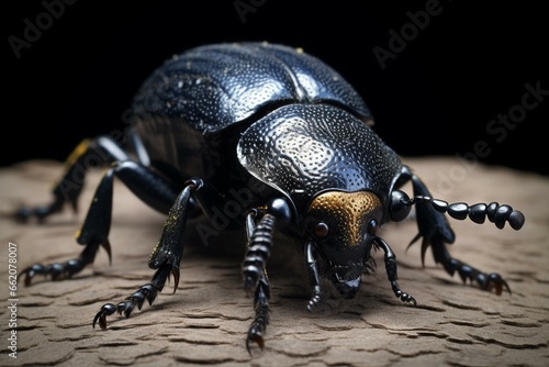 Dark insects. Anoplotrupes stercorosus dor is a species of dung beetle from the family Geotrupidae. Generative AI photo