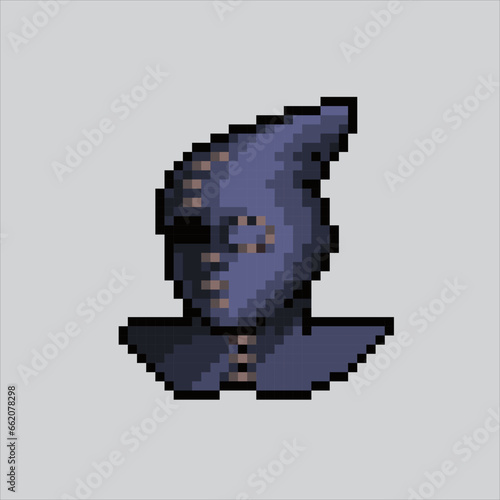 Pixel art illustration creepy mask. Pixelated executioner mask. creepy executioner mask
icon pixelated for the pixel art game and icon for website and video game.
old school retro.